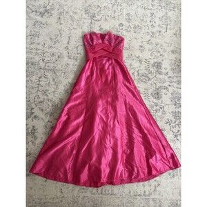 Jessica McClintock Gunne Sax Vintage Pink Strapless Satin Maxi Gown Size 3 Y2K